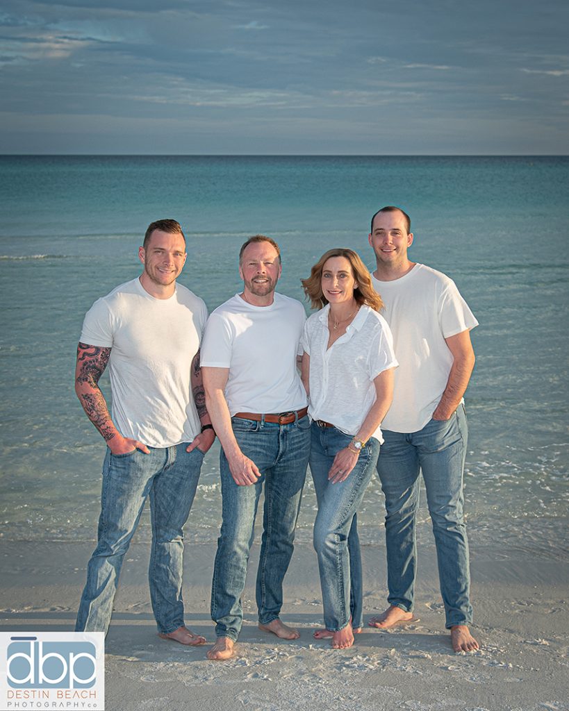 Beach portraits standing in Gulf.